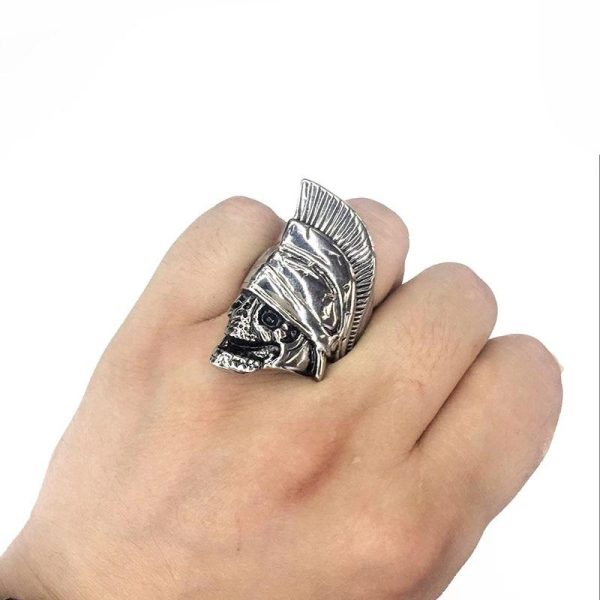 Bague Crâne De Guerrier en Acier Inoxydable