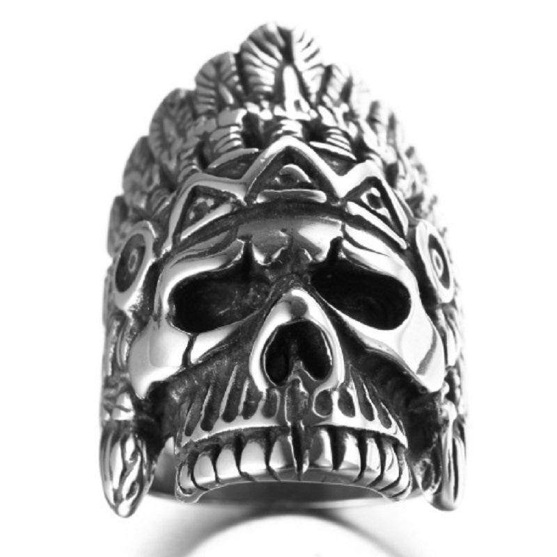 Bague Crâne Indien En Acier