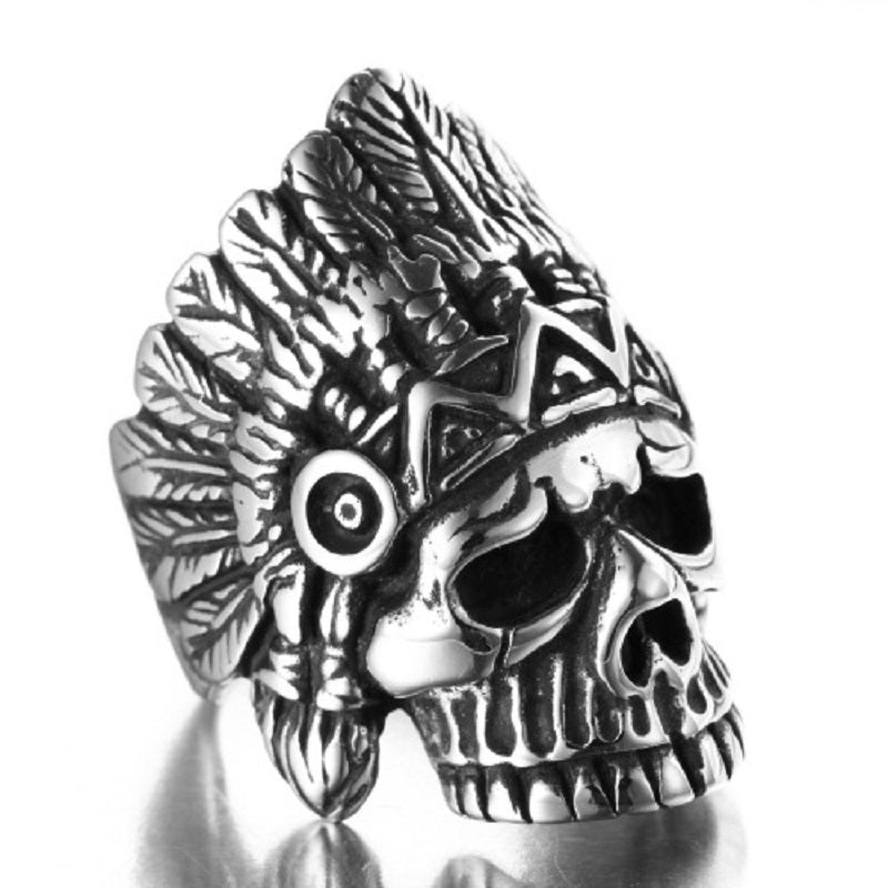 Bague Crâne Indien En Acier