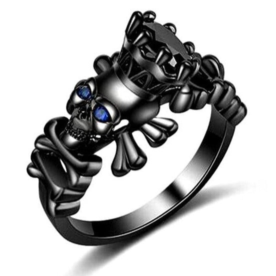 Bague Crâne Noir en Acier