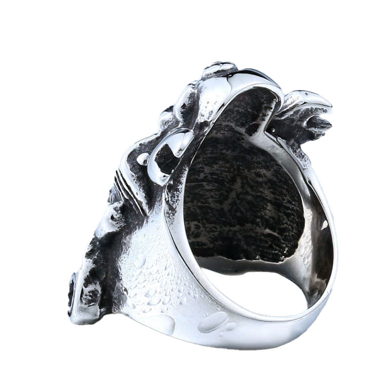Bague Crâne de Motard en Acier
