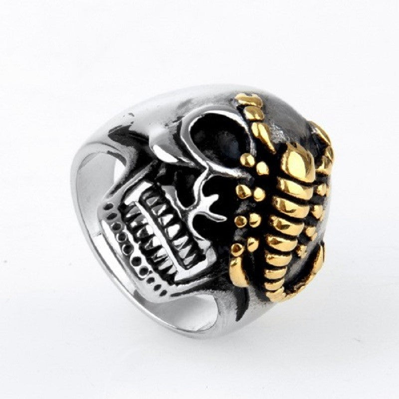 Bague Crâne et Scorpion en Acier