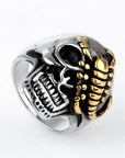 Bague Crâne et Scorpion en Acier
