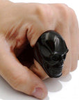 Bague Tête de Mort Noir en Acier