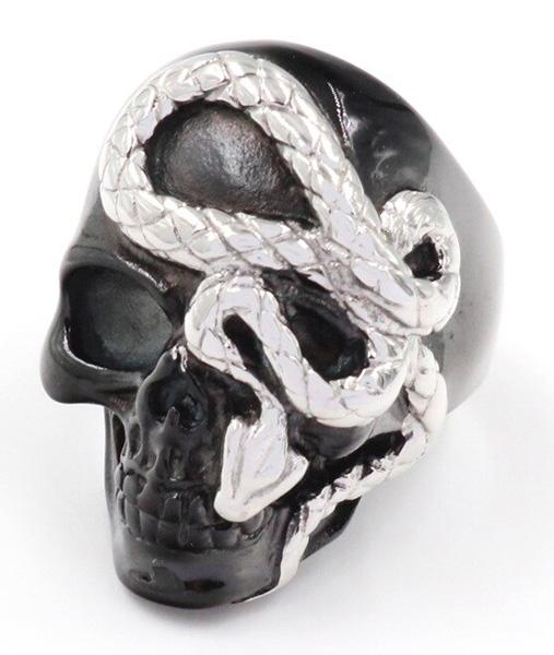 Bague Tête de mort Et Jörmungandr