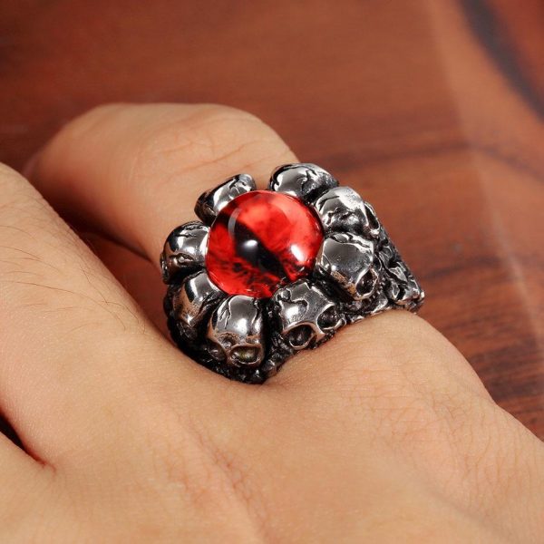 Bague Tête de mort Et Oeil De Serpent