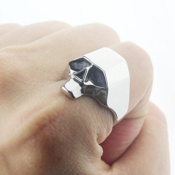 Bague Tête de mort Géométrique en Acier