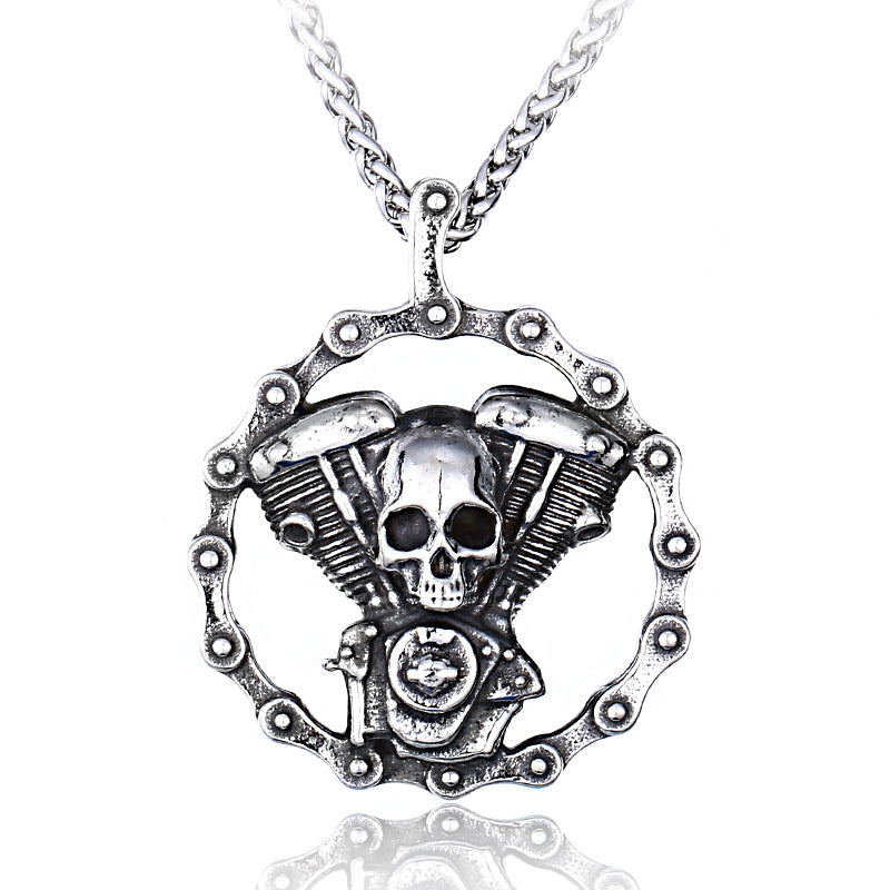 Collier Tête de mort et Chaine Moto