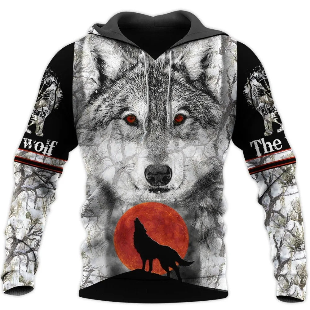 Sweat-shirt Viking Lune Loup Gris