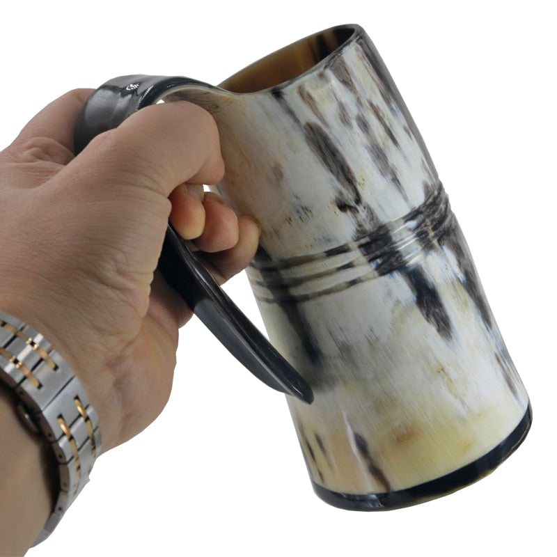Tasse Viking En Corne De Bœuf Blanche