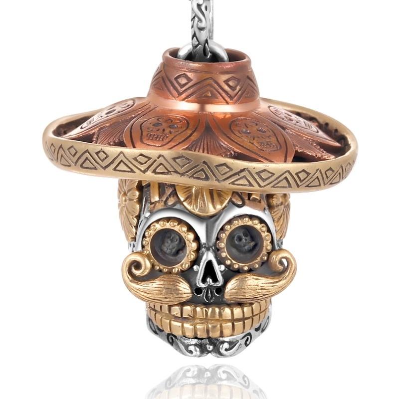 Pendentif Dia de los Muertos Cuir