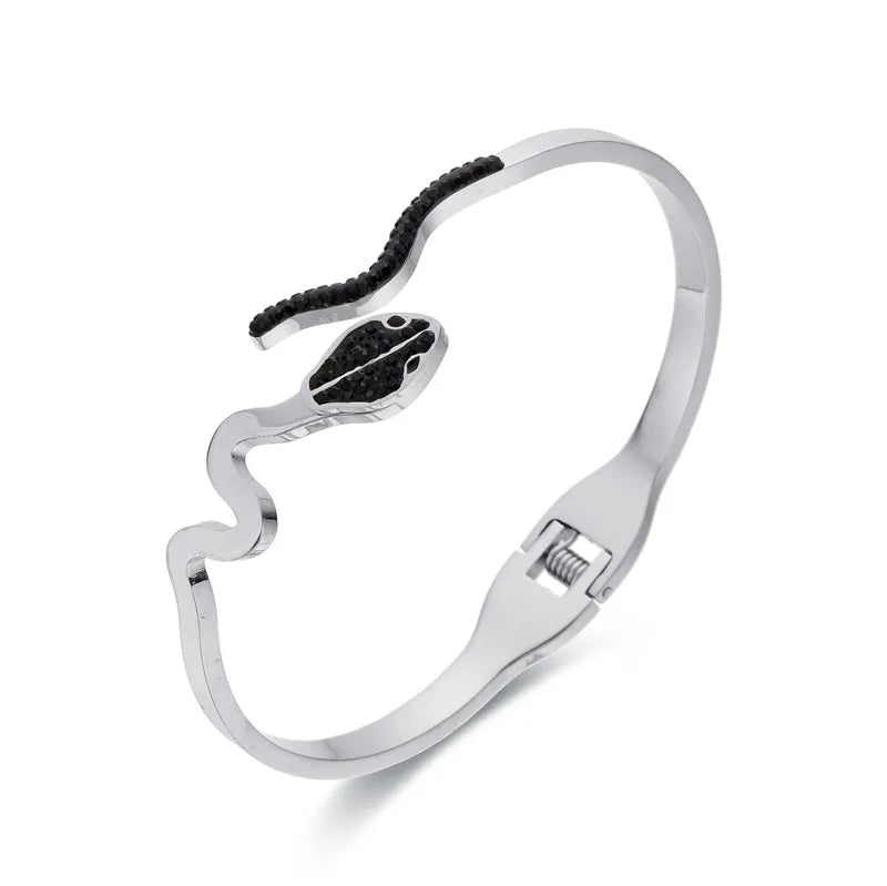 Bracelet Argenté Serpent de Minuit