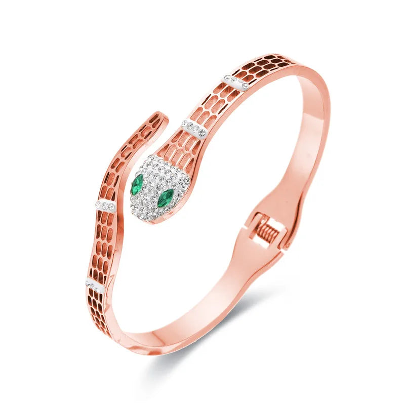 Bracelet Serpent Or Rose Et Émeraude