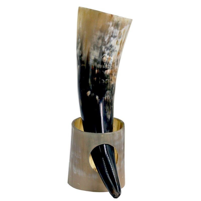 Corne à Boire Viking Avec Socle Blanc