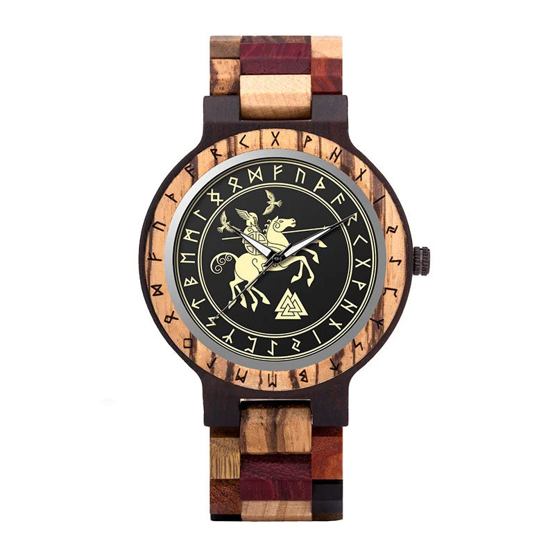 Montre Guerrier Viking en Mosaïque de Bois
