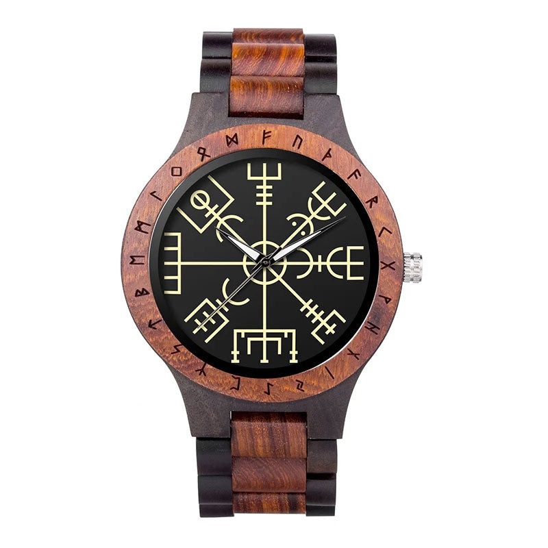 Montre Viking Vegvisir en Bois Précieux