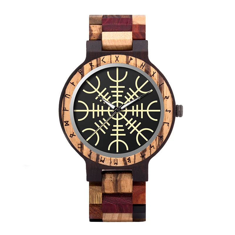 Montre Viking Symbole Heaume en Bois