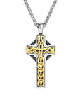 Vikings Rune Cross Necklaces Stainless Steel Gold Color Jesus Pendant Men Norse Christianity Amulet Vintage Scandinavian Jewelry Viking Shop