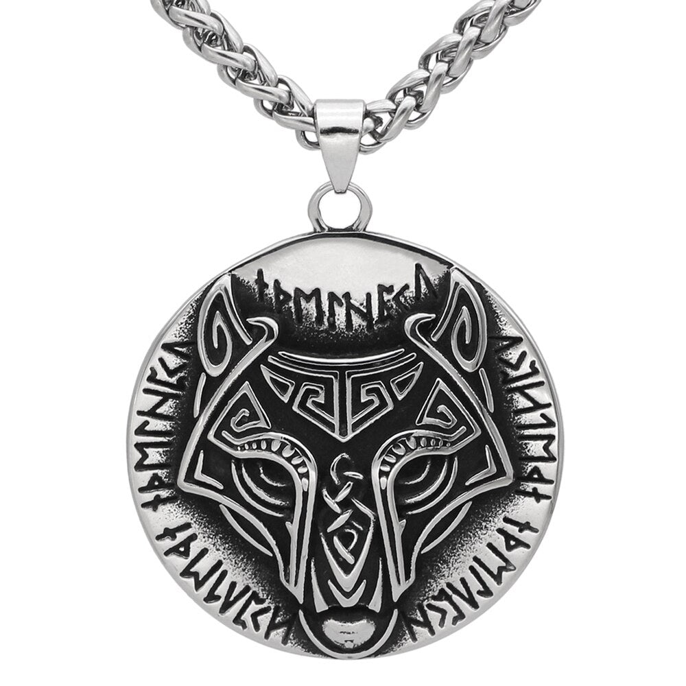 Collier Viking <br>Loup Fenrir Et Runes</br> Viking Shop