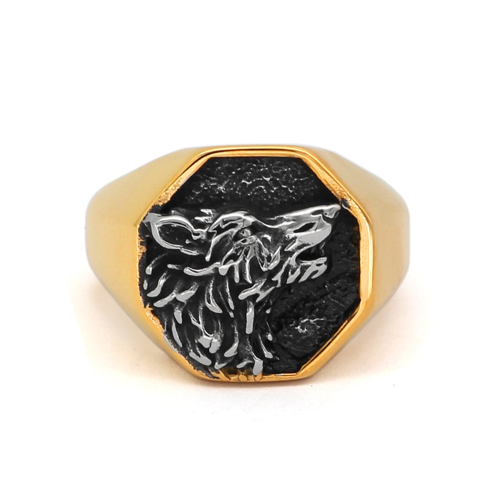 Bague Viking <br>Gravure Loup</br> Viking Shop