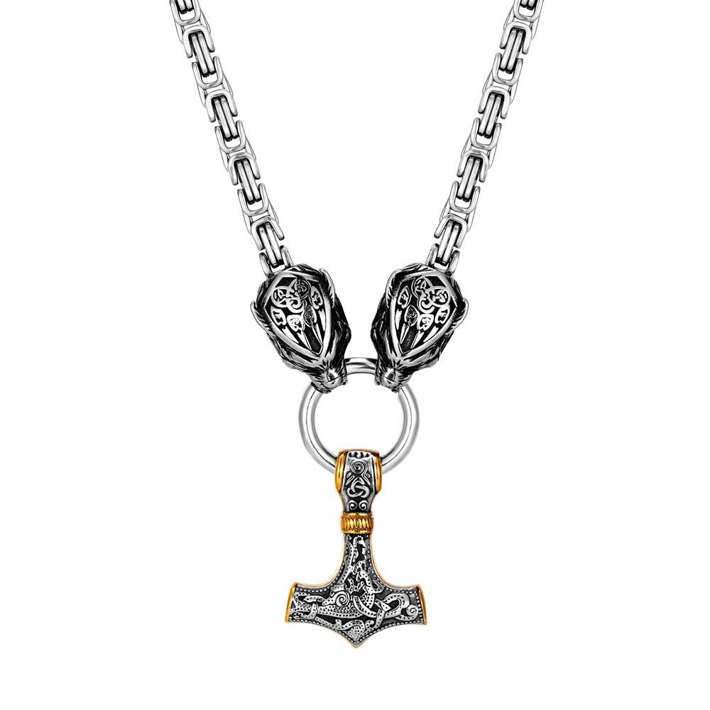 Collier Viking <br>Marteau De Thor Et Loups</br> Viking Shop