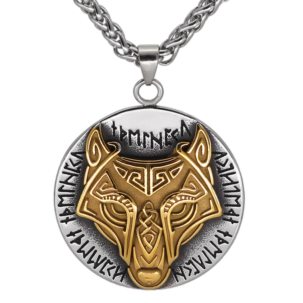 Collier Viking <br>Loup Fenrir Et Runes</br> Viking Shop