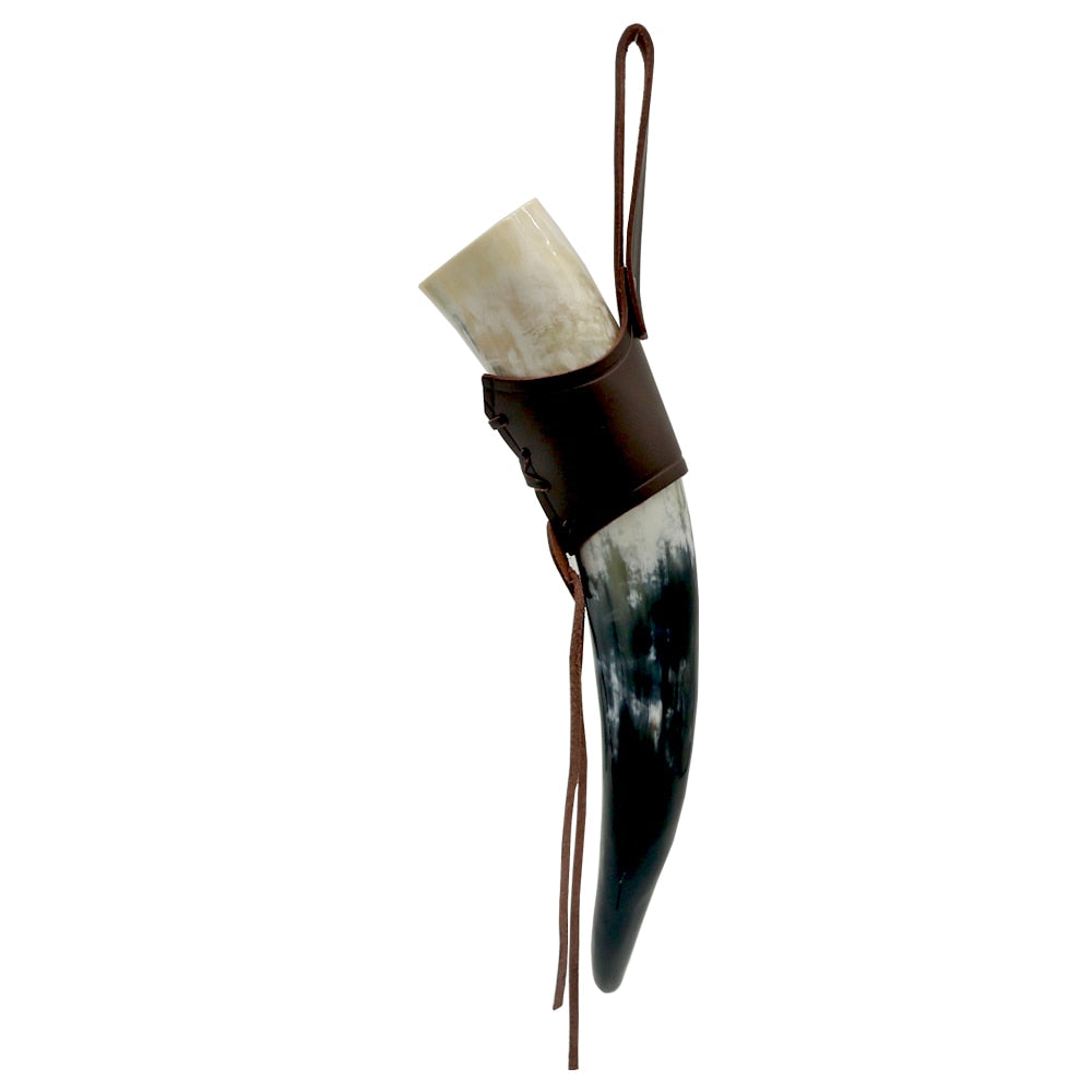 Corne à Boire Viking Avec Lanière En Cuir
