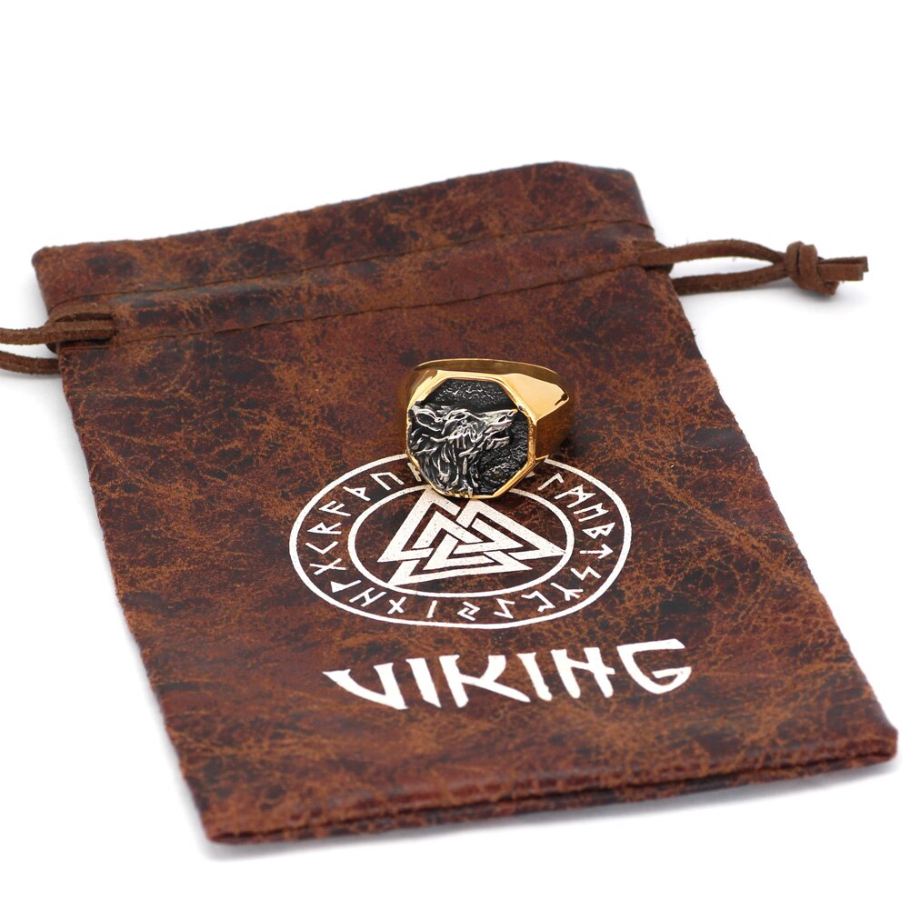Bague Viking <br>Gravure Loup</br> Viking Shop