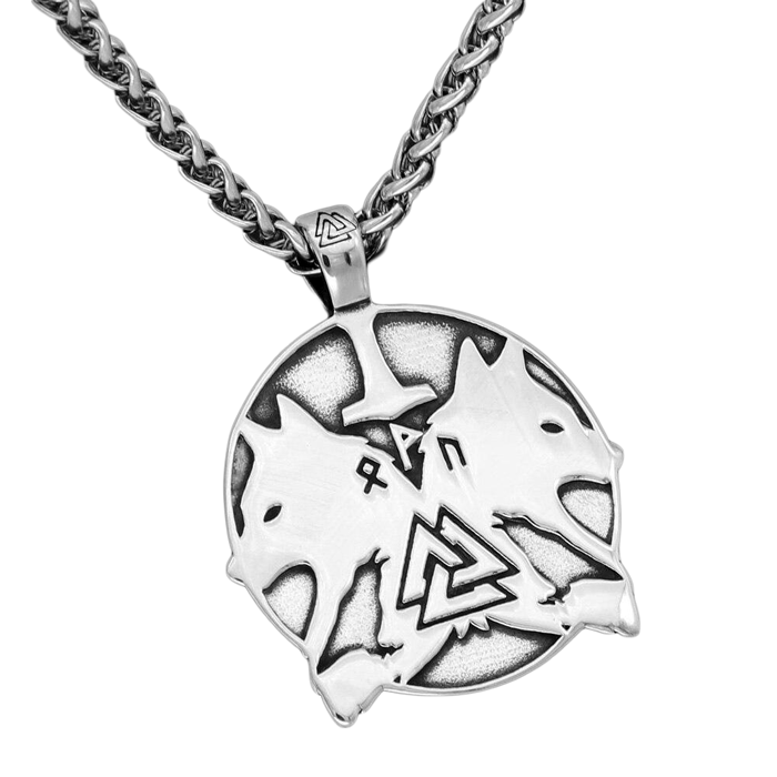 Collier Viking <br>Loup Fenrir Et Valknut</br> Viking Shop