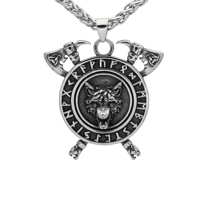 Collier Viking <br>Loup Fenrir Et Runes</br> Viking Shop