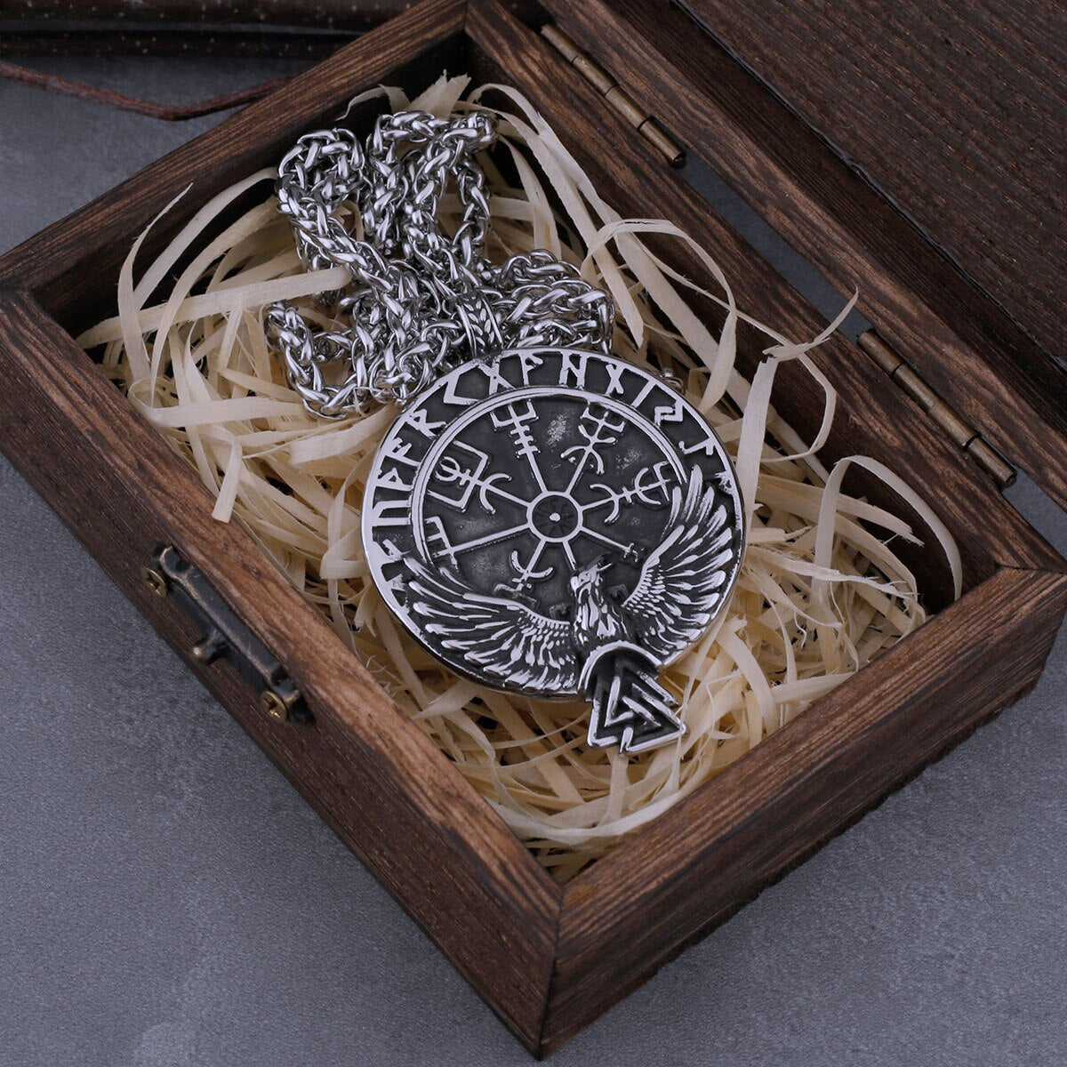 Collier Viking <br>Vegvisir Et Corbeau</br> Viking Shop
