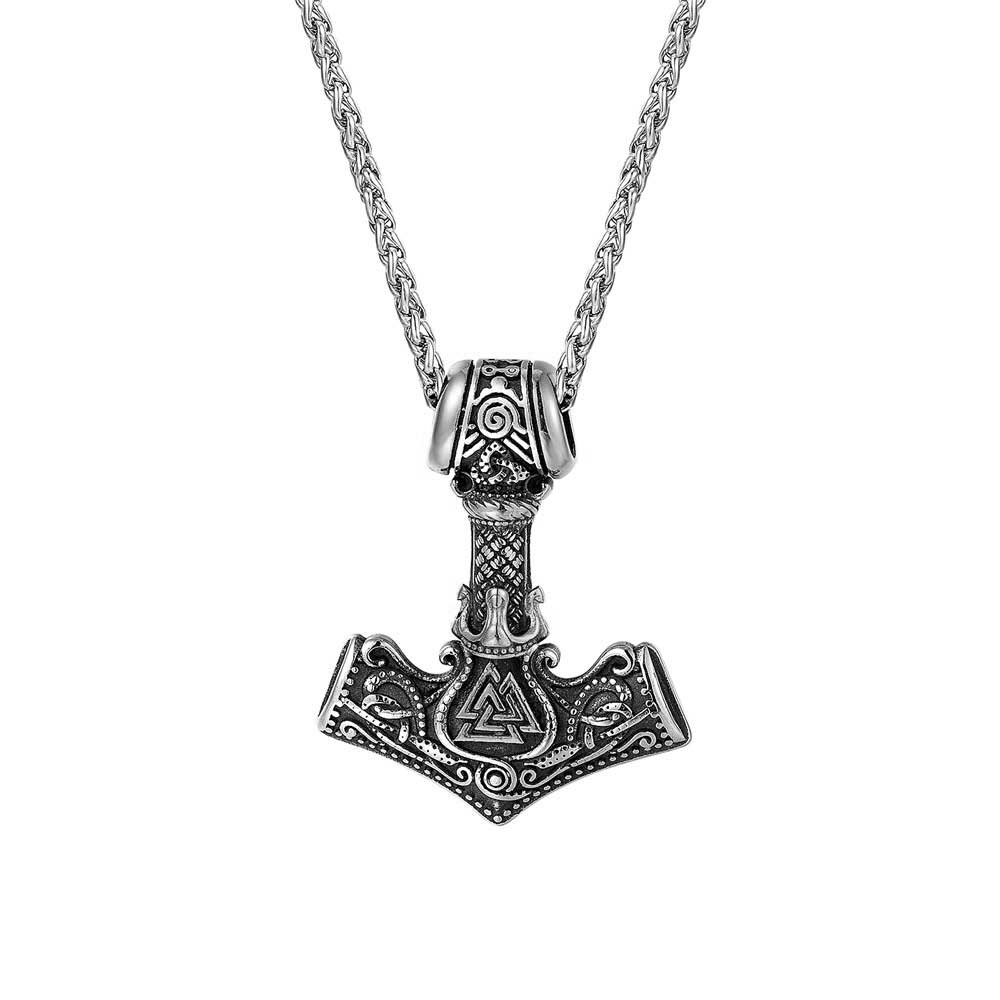 Collier Viking Marteau De Thor Et Valknut - Lien Divin