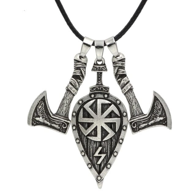 Collier Viking Vegvisir Pour Homme - Pendentif Flèche/bouclier En Acier Inoxydable 316L Avec Chaîne 55+5cm