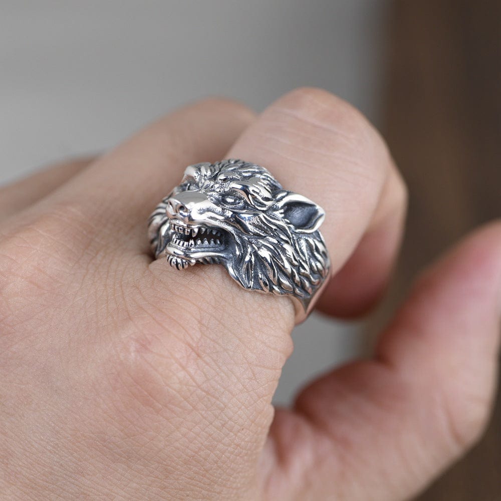 Chevalière Tête De Loup Argent Viking Shop