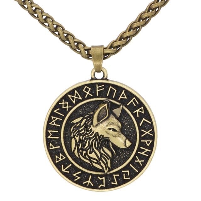 Collier Viking <br>Loup Fenrir Et Runes</br> Viking Shop