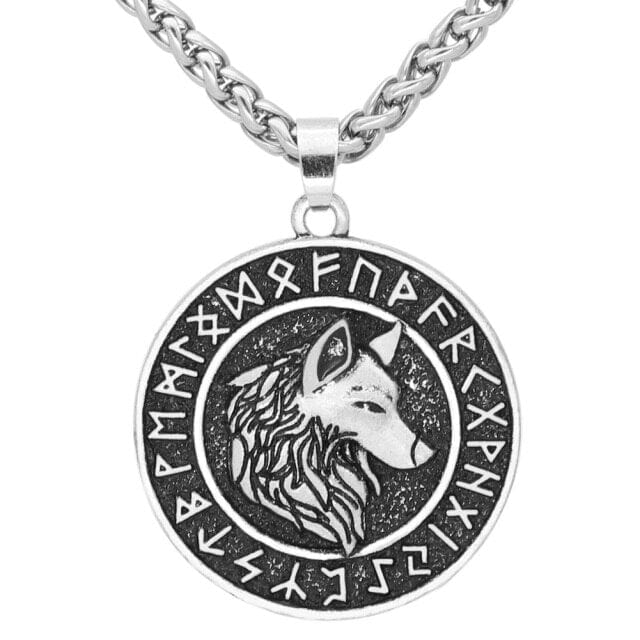 Collier Viking <br>Loup Fenrir Et Runes</br> Viking Shop