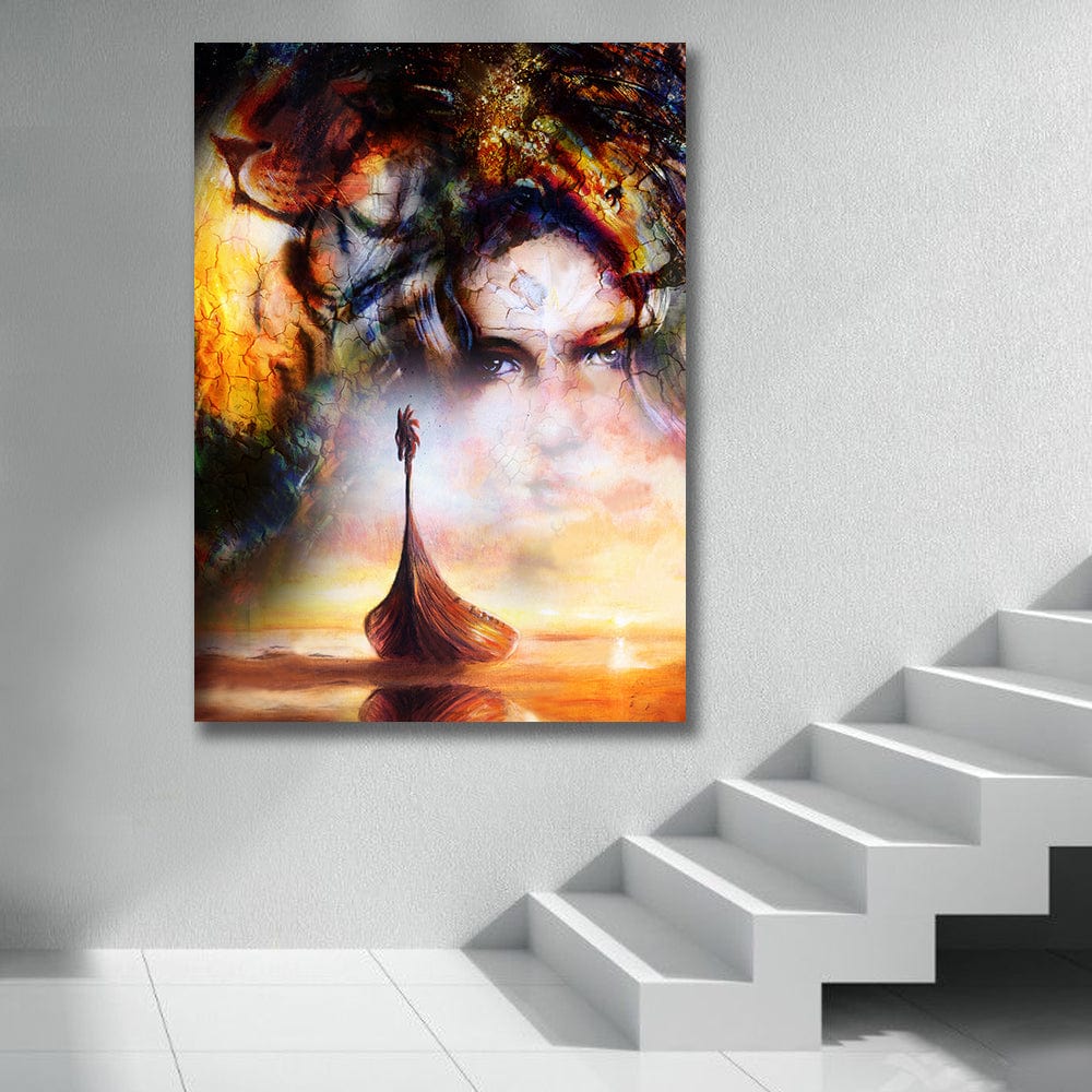 Tableau viking <br> Drakkar & Visage </br> viking shop