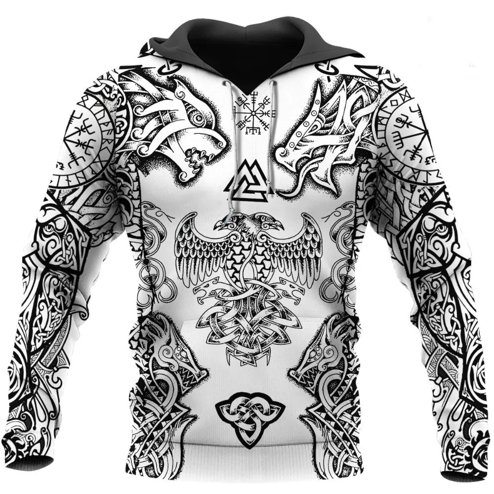 Sweat-shirt viking orné d’aigle et runes