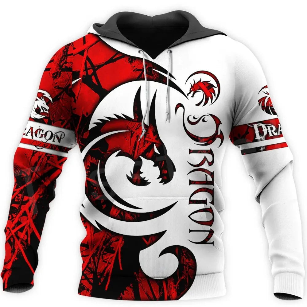 Sweat-shirt Viking Dragon Rouge