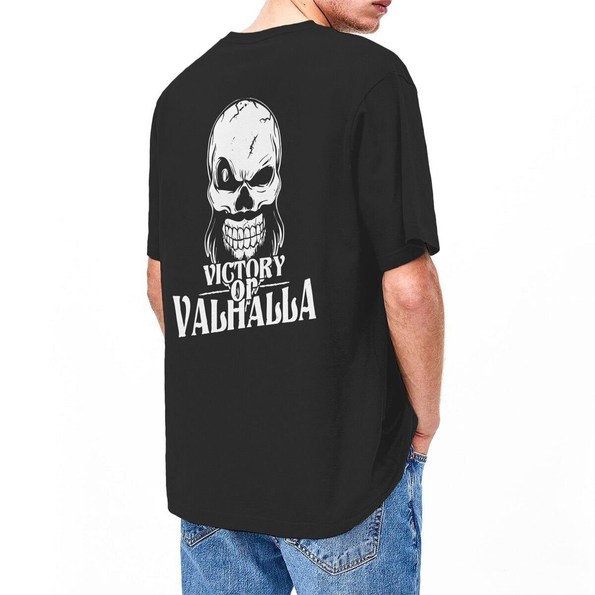 T-shirt Viking Valhalla Et Tête de Mort