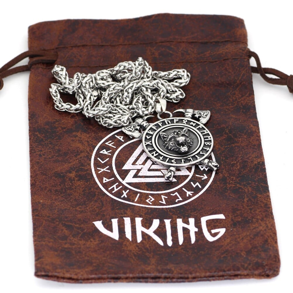 Collier Viking Loup Fenrir Et Runes Viking Shop